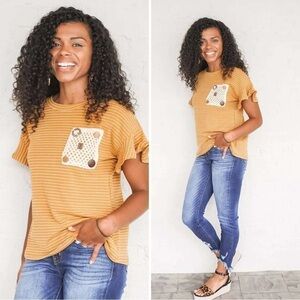 Hem & Thread mustard color striped boho top new with tags size medium